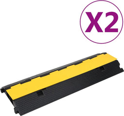 vidaXL - Kabelbeschermers - drempel - met - 2 - tunnels - 2 - st - 100 - cm - rubber