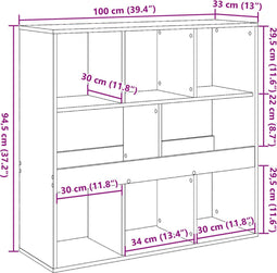 vidaXL - Kamerscherm - 100x33x94,5 - cm - bewerkt - hout - betongrijs