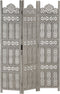 vidaXL - Kamerscherm - 3 - panelen - handgesneden - 120x165 - cm - mangohout - grijs