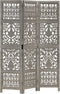 vidaXL - Kamerscherm - 3 - panelen - handgesneden - 120x165 - cm - mangohout - grijs