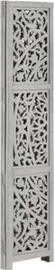 vidaXL - Kamerscherm - 3 - panelen - handgesneden - 120x165 - cm - mangohout - grijs