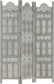 vidaXL - Kamerscherm - 3 - panelen - handgesneden - 120x165 - cm - mangohout - grijs