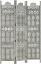 vidaXL - Kamerscherm - 3 - panelen - handgesneden - 120x165 - cm - mangohout - grijs