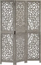 vidaXL - Kamerscherm - 3 - panelen - handgesneden - 120x165 - cm - mangohout - grijs