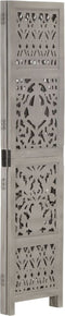 vidaXL - Kamerscherm - 3 - panelen - handgesneden - 120x165 - cm - mangohout - grijs