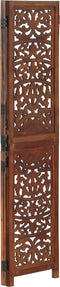 vidaXL - Kamerscherm - 3 - panelen - handgesneden - 120x165 - cm - mangohout - bruin