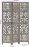 vidaXL - Kamerscherm - 3 - panelen - handgesneden - 120x165 - cm - mangohout - grijs
