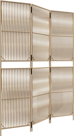 vidaXL - Kamerscherm - 3 - panelen - poly - rattan - beige