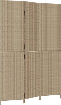 vidaXL - Kamerscherm - 3 - panelen - poly - rattan - beige