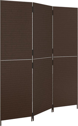 vidaXL - Kamerscherm - 3 - panelen - poly - rattan - bruin