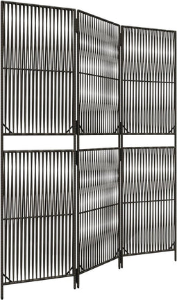 vidaXL - Kamerscherm - 3 - panelen - poly - rattan - grijs