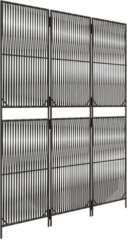 vidaXL - Kamerscherm - 3 - panelen - poly - rattan - grijs