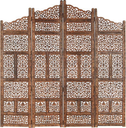 vidaXL - Kamerscherm - 4 - panelen - handgesneden - 160x165 - cm - mangohout - bruin