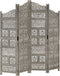 vidaXL - Kamerscherm - 4 - panelen - handgesneden - 160x165 - cm - mangohout - grijs