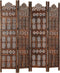 vidaXL - Kamerscherm - 4 - panelen - handgesneden - 160x165 - cm - mangohout - bruin