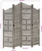 vidaXL - Kamerscherm - 4 - panelen - handgesneden - 160x165 - cm - mangohout - grijs
