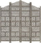 vidaXL - Kamerscherm - 4 - panelen - handgesneden - 160x165 - cm - mangohout - grijs