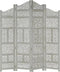 vidaXL - Kamerscherm - 4 - panelen - handgesneden - 160x165 - cm - mangohout - grijs