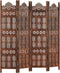 vidaXL - Kamerscherm - 4 - panelen - handgesneden - 160x165 - cm - mangohout - bruin