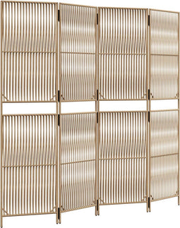 vidaXL - Kamerscherm - 4 - panelen - poly - rattan - beige