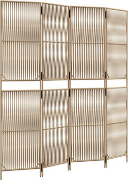 vidaXL - Kamerscherm - 4 - panelen - poly - rattan - beige