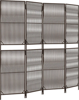 vidaXL - Kamerscherm - 4 - panelen - poly - rattan - bruin