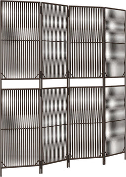 vidaXL - Kamerscherm - 4 - panelen - poly - rattan - bruin
