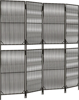 vidaXL - Kamerscherm - 4 - panelen - poly - rattan - grijs