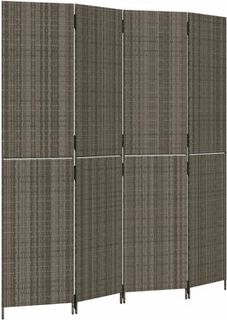 vidaXL - Kamerscherm - 4 - panelen - poly - rattan - grijs