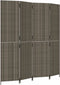 vidaXL - Kamerscherm - 4 - panelen - poly - rattan - grijs