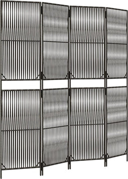 vidaXL - Kamerscherm - 4 - panelen - poly - rattan - grijs