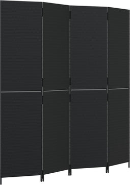 vidaXL - Kamerscherm - 4 - panelen - poly - rattan - zwart