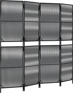 vidaXL - Kamerscherm - 4 - panelen - poly - rattan - zwart