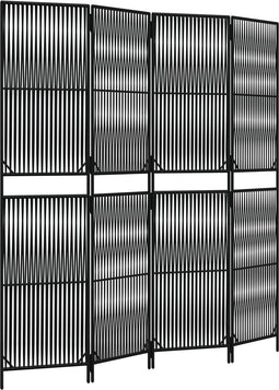 vidaXL - Kamerscherm - 4 - panelen - poly - rattan - zwart