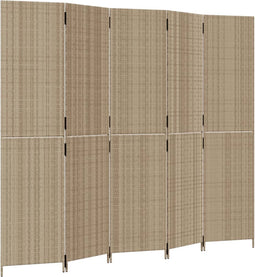 vidaXL - Kamerscherm - 5 - panelen - poly - rattan - beige