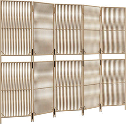vidaXL - Kamerscherm - 5 - panelen - poly - rattan - beige
