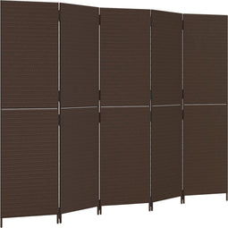 vidaXL - Kamerscherm - 5 - panelen - poly - rattan - bruin