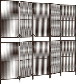 vidaXL - Kamerscherm - 5 - panelen - poly - rattan - bruin