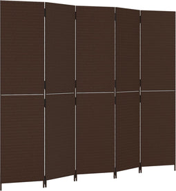 vidaXL - Kamerscherm - 5 - panelen - poly - rattan - bruin