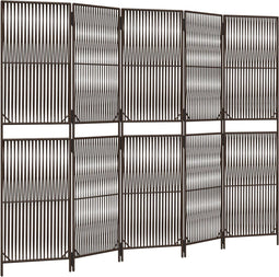 vidaXL - Kamerscherm - 5 - panelen - poly - rattan - bruin