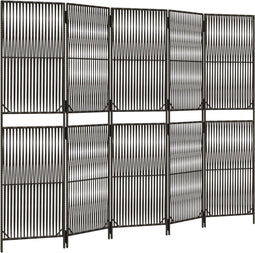 vidaXL - Kamerscherm - 5 - panelen - poly - rattan - grijs