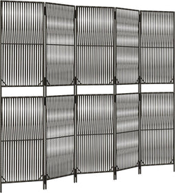 vidaXL - Kamerscherm - 5 - panelen - poly - rattan - grijs