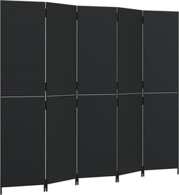 vidaXL - Kamerscherm - 5 - panelen - poly - rattan - zwart