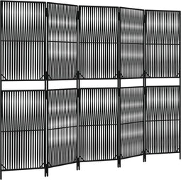 vidaXL - Kamerscherm - 5 - panelen - poly - rattan - zwart