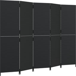vidaXL - Kamerscherm - 5 - panelen - poly - rattan - zwart