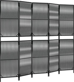 vidaXL - Kamerscherm - 5 - panelen - poly - rattan - zwart