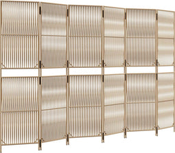 vidaXL - Kamerscherm - 6 - panelen - poly - rattan - beige