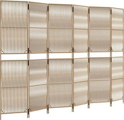 vidaXL - Kamerscherm - 6 - panelen - poly - rattan - beige