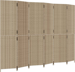 vidaXL - Kamerscherm - 6 - panelen - poly - rattan - beige