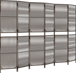 vidaXL - Kamerscherm - 6 - panelen - poly - rattan - bruin